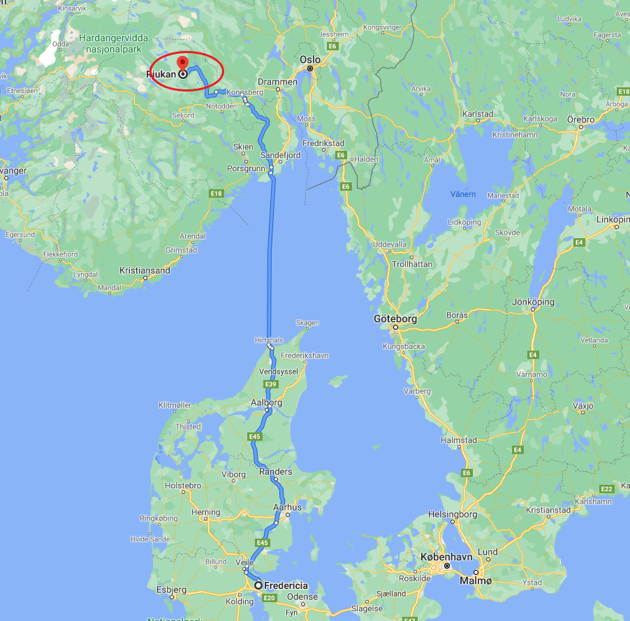 Se kort over rejsen her